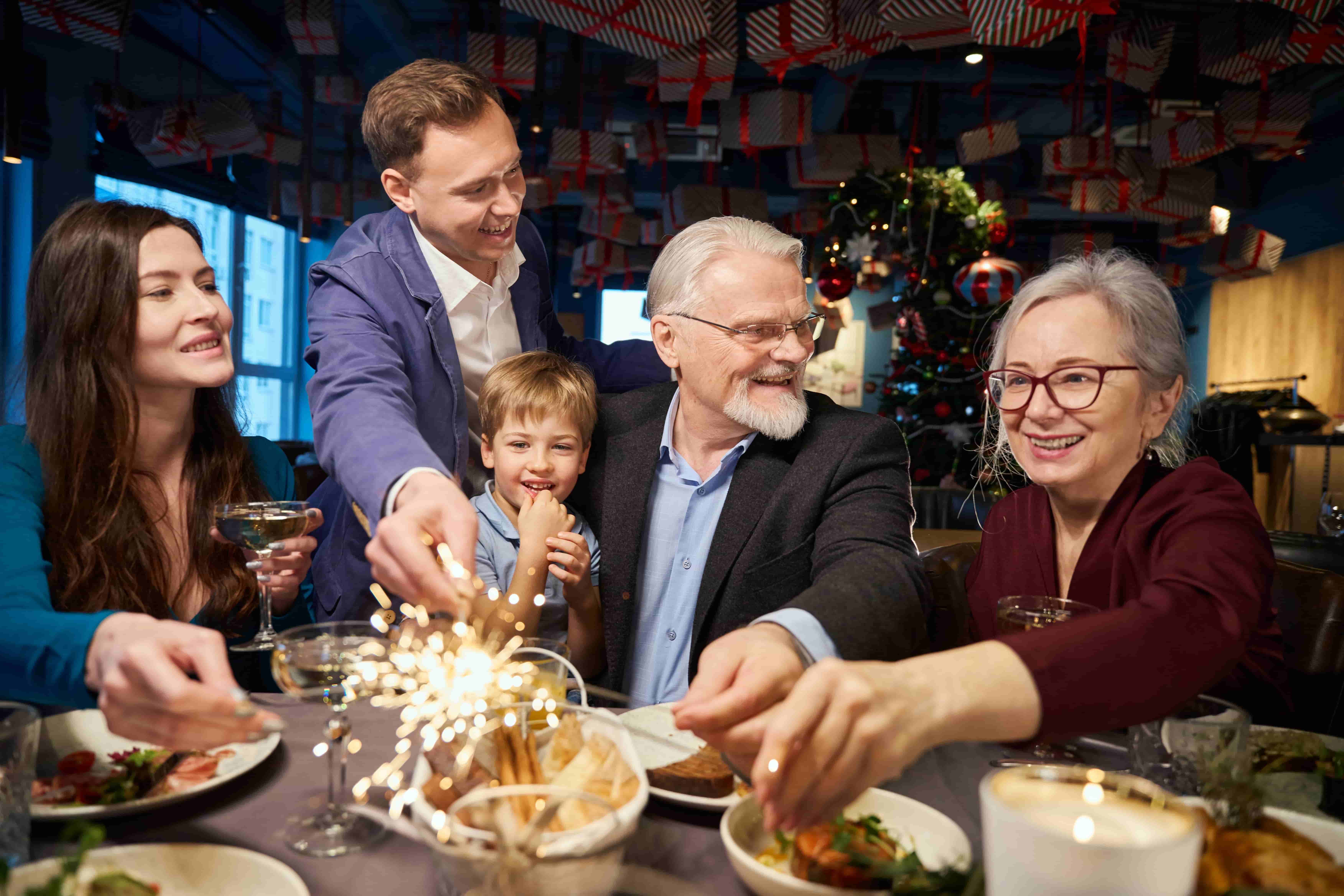 family having dinner on thanksgiving
